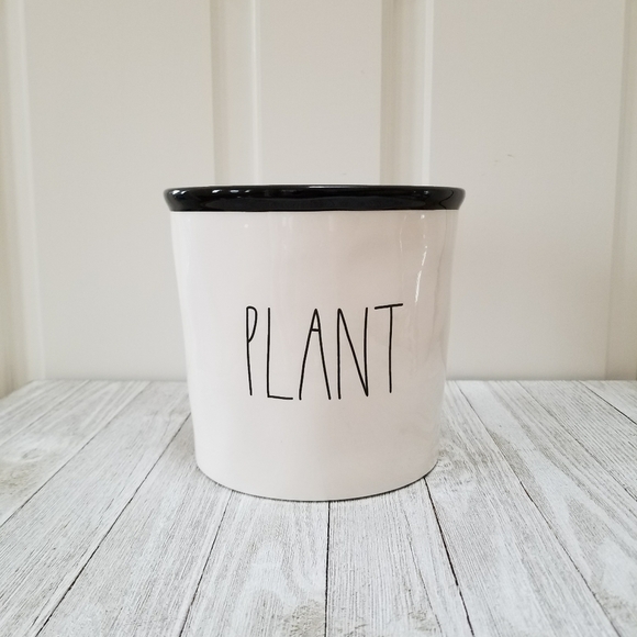 Rae Dunn Other - Rae Dunn PLANT Ceramic Planter Black Rim